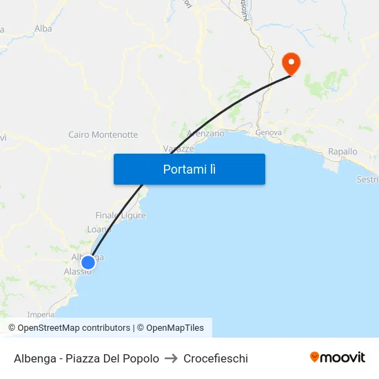Albenga - Piazza Del Popolo to Crocefieschi map