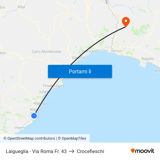 Laigueglia - Via Roma Fr. 43 to Crocefieschi map