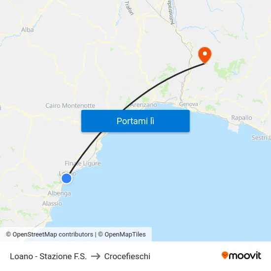 Loano - Stazione F.S. to Crocefieschi map
