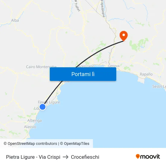 Pietra Ligure - Via Crispi to Crocefieschi map