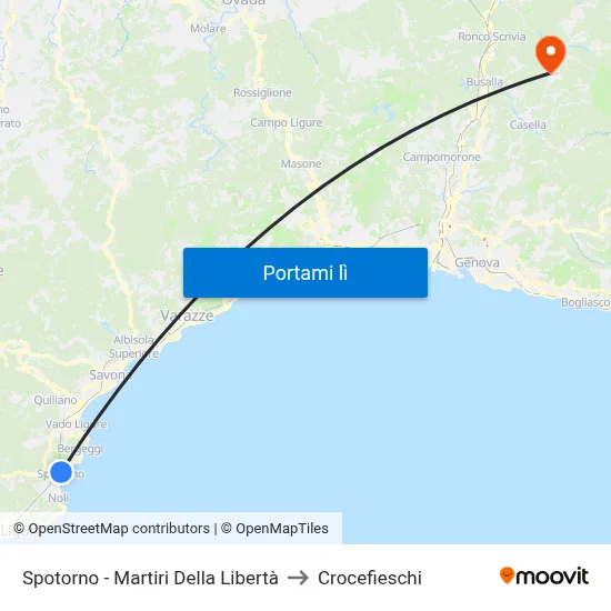 Spotorno - Martiri Della Libertà to Crocefieschi map