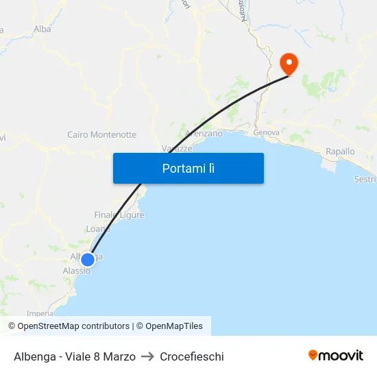 Albenga - Viale 8 Marzo to Crocefieschi map