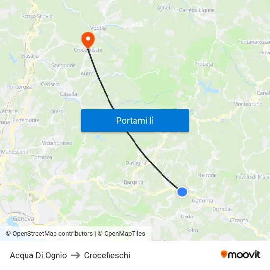 Acqua Di Ognio to Crocefieschi map