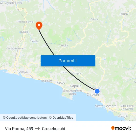 Via Parma, 459 to Crocefieschi map