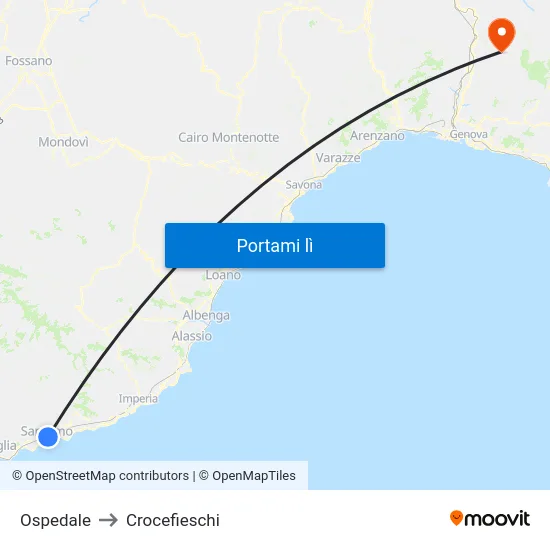 Ospedale to Crocefieschi map
