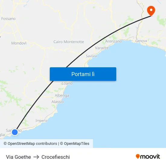 Via Goethe to Crocefieschi map