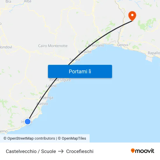 Castelvecchio / Scuole to Crocefieschi map