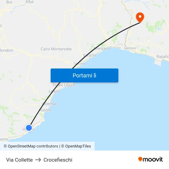 Via Collette to Crocefieschi map