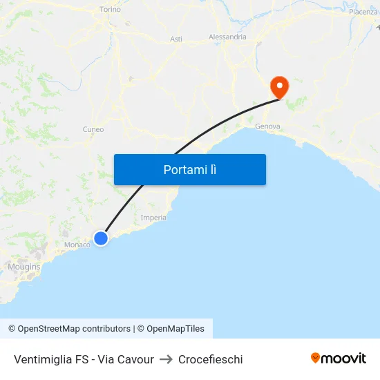 Ventimiglia FS - Via Cavour to Crocefieschi map