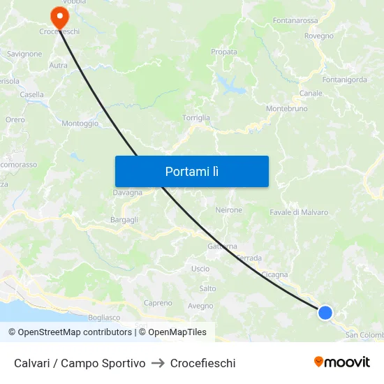 Calvari / Campo Sportivo to Crocefieschi map