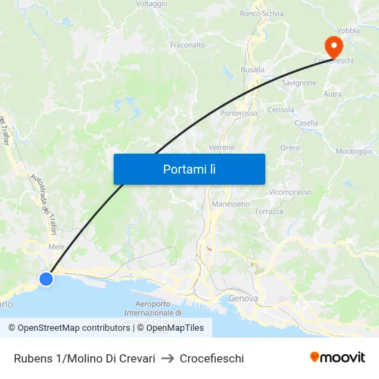 Rubens 1/Molino Di Crevari to Crocefieschi map