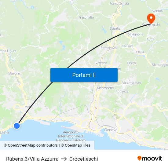 Rubens 3/Villa Azzurra to Crocefieschi map