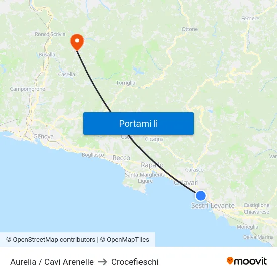 Aurelia / Cavi Arenelle to Crocefieschi map