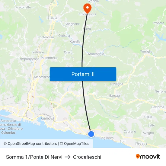 Somma 1/Ponte Di Nervi to Crocefieschi map