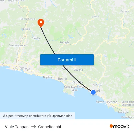 Viale Tappani to Crocefieschi map