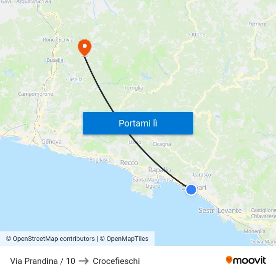 Via Prandina / 10 to Crocefieschi map