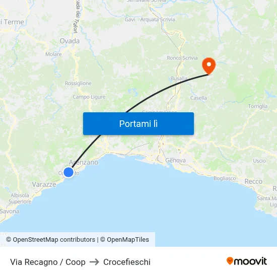 Via Recagno / Coop to Crocefieschi map