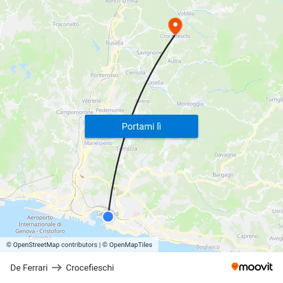 De Ferrari to Crocefieschi map