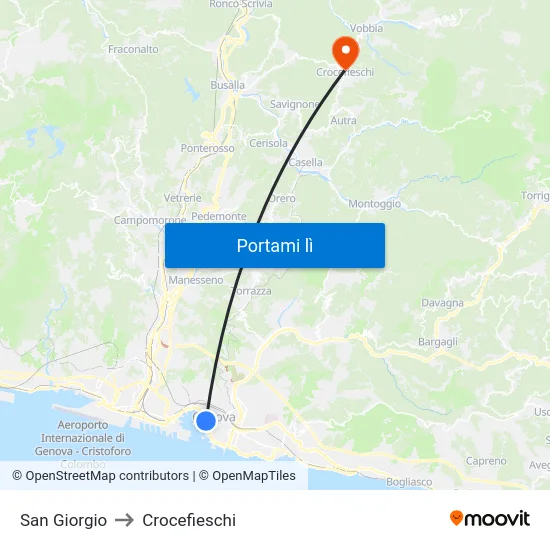 San Giorgio to Crocefieschi map