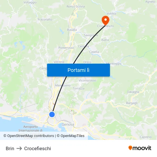 Brin to Crocefieschi map