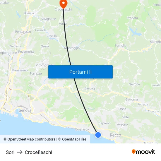 Sori to Crocefieschi map
