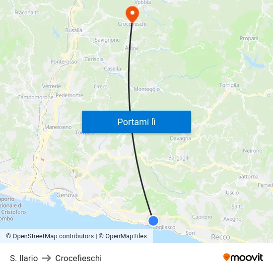 S. Ilario to Crocefieschi map
