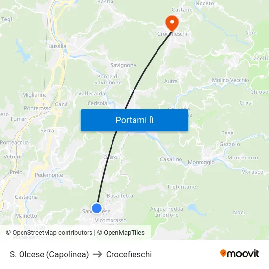 S. Olcese (Capolinea) to Crocefieschi map