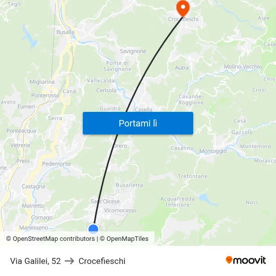Via Galilei, 52 to Crocefieschi map