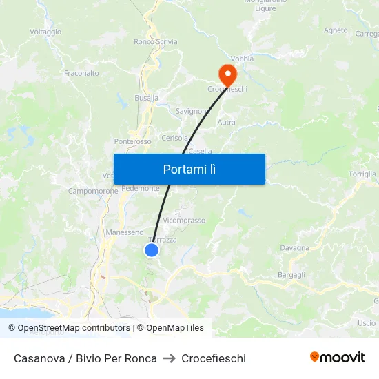 Casanova / Bivio Per Ronca to Crocefieschi map