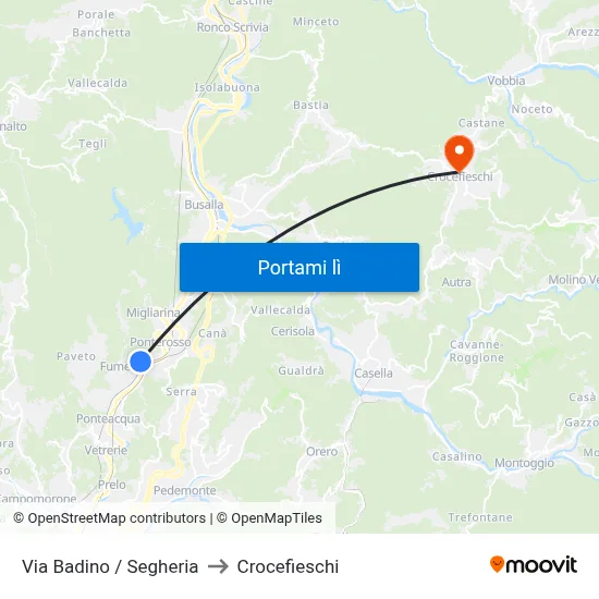 Via Badino / Segheria to Crocefieschi map