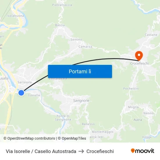 Via Isorelle / Casello Autostrada to Crocefieschi map