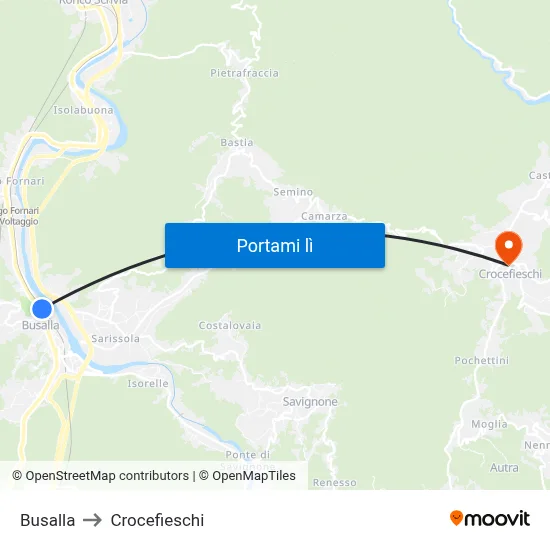 Busalla to Crocefieschi map