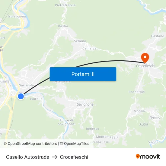 Casello Autostrada to Crocefieschi map