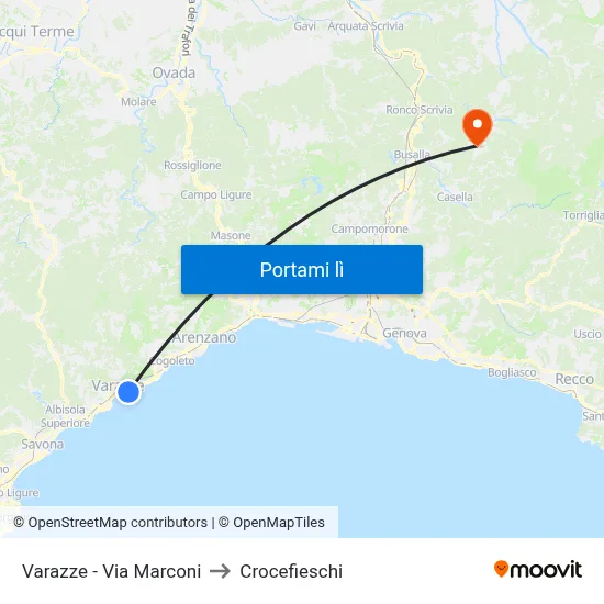 Varazze - Via Marconi to Crocefieschi map