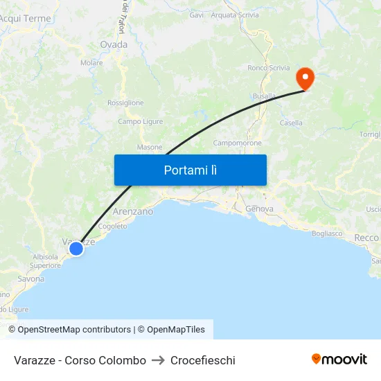 Varazze - Corso Colombo to Crocefieschi map
