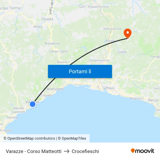 Varazze - Corso Matteotti to Crocefieschi map