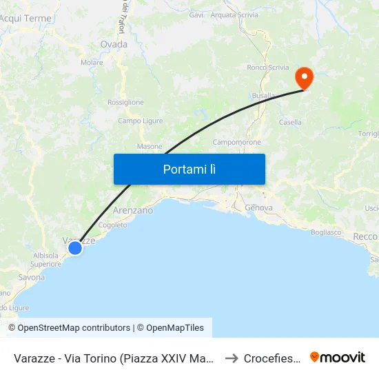 Varazze - Via Torino (Piazza XXIV Maggio) to Crocefieschi map