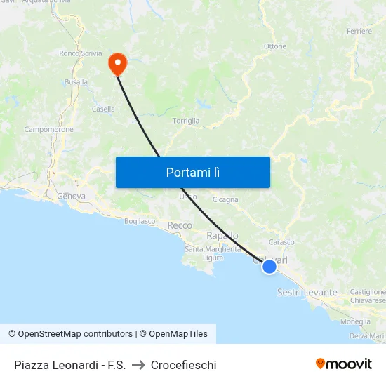 Piazza Leonardi - F.S. to Crocefieschi map