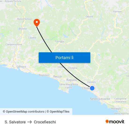 S. Salvatore to Crocefieschi map