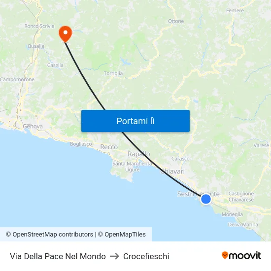 Via Della Pace Nel Mondo to Crocefieschi map