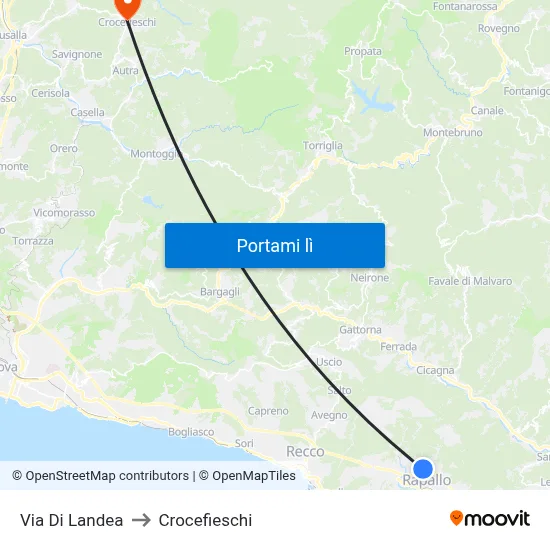 Via Di Landea to Crocefieschi map