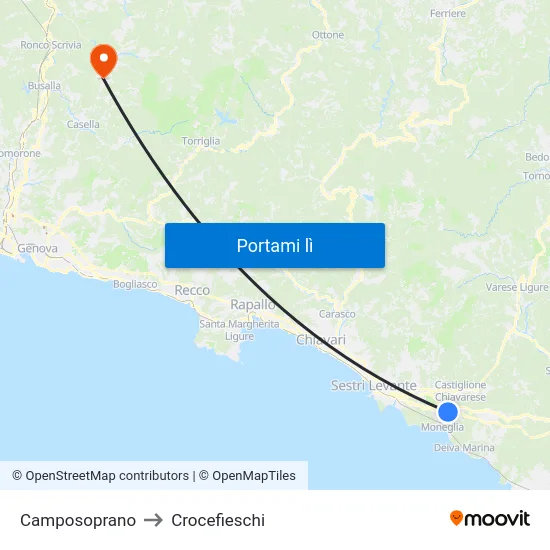 Camposoprano to Crocefieschi map