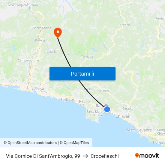 Via Cornice Di Sant'Ambrogio, 99 to Crocefieschi map