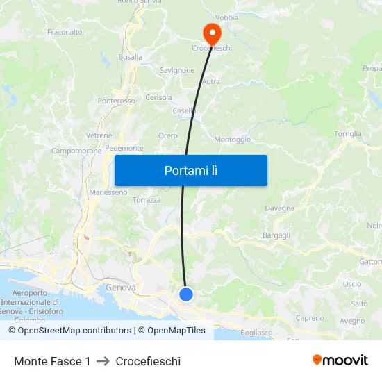 Monte Fasce 1 to Crocefieschi map