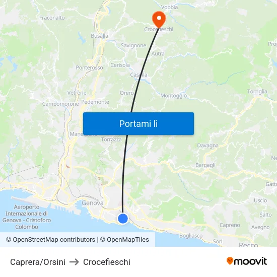 Caprera/Orsini to Crocefieschi map
