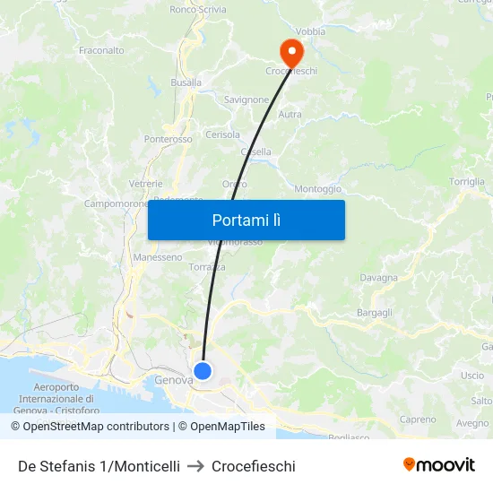 De Stefanis 1/Monticelli to Crocefieschi map