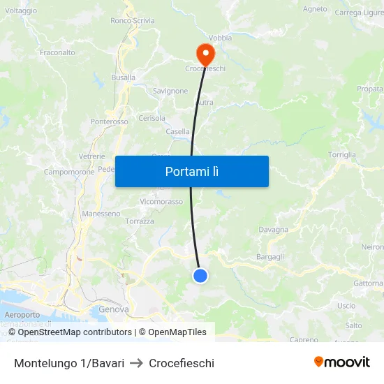 Montelungo 1/Bavari to Crocefieschi map