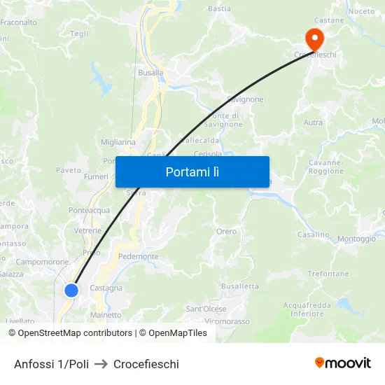 Anfossi 1/Poli to Crocefieschi map