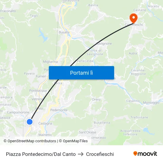Piazza Pontedecimo/Dal Canto to Crocefieschi map