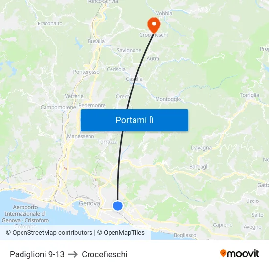 Padiglioni 9-13 to Crocefieschi map